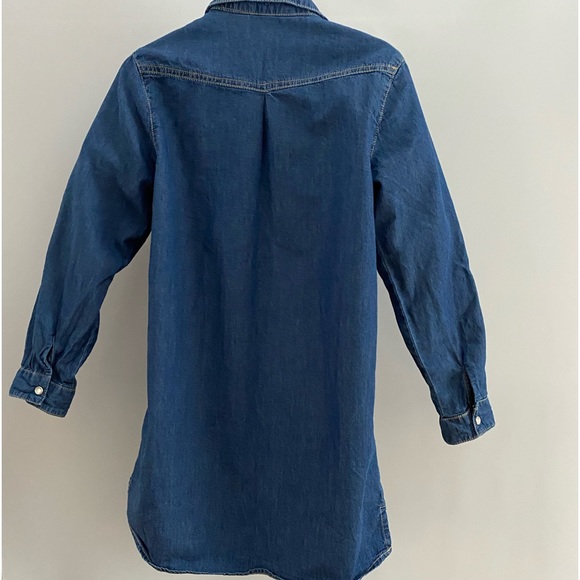 M-I-D Lightweight Pearl Snap-Front Chambray Shirt Dress Roll-Up Sleeves Size 6 - Picture 5 of 9